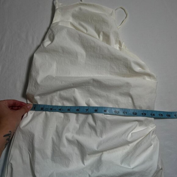 Amanda Uprichard Ruched Open Back Halter Dress Mini Ivory White Cocktail Medium - Picture 9 of 16